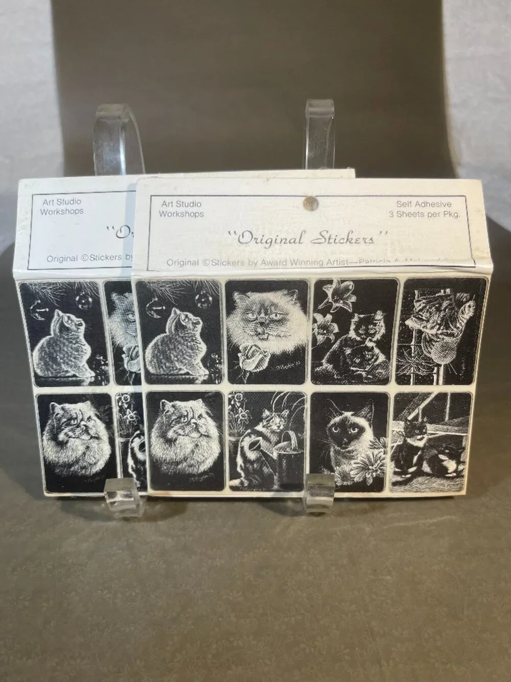 Patricia A. McLaughlin Black and White Cat Self Adhesive Stickers (#1884)